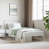 Vidaxl bedframe met hoofdbord metaal wit 107x203 cm