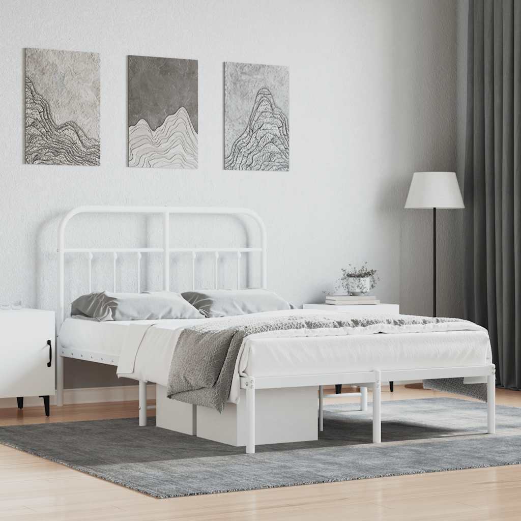 Vidaxl bedframe met hoofdbord metaal wit 120x200 cm