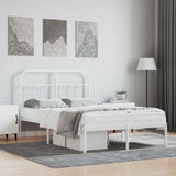 Vidaxl bedframe met hoofdbord metaal wit 120x200 cm