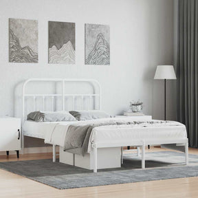Vidaxl bedframe met hoofdbord metaal wit 120x200 cm