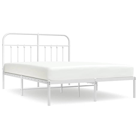 Vidaxl bedframe met hoofdbord metaal wit 150x200 cm
