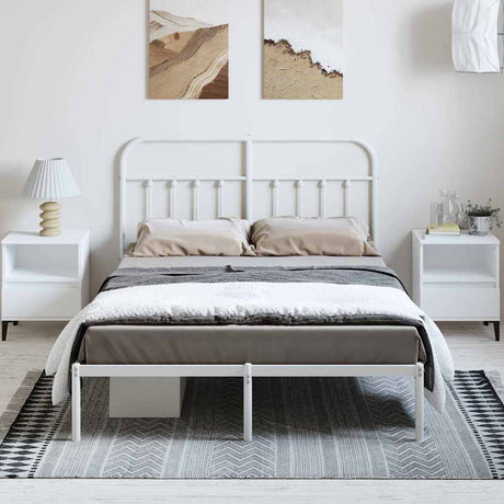 Vidaxl bedframe met hoofdbord metaal wit 150x200 cm
