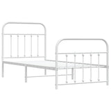 Vidaxl bedframe met hoofd- en voeteneinde metaal wit 90x190 cm