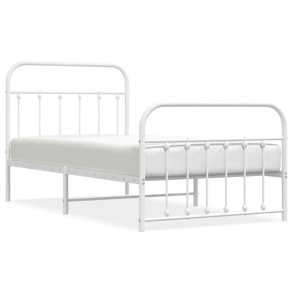 Vidaxl bedframe met hoofd- en voeteneinde metaal wit 100x190 cm
