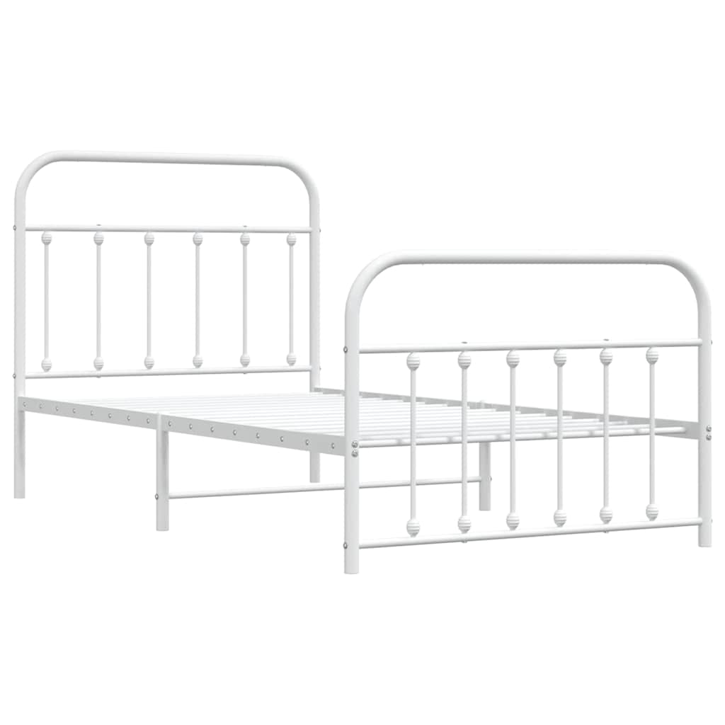 Vidaxl bedframe met hoofd- en voeteneinde metaal wit 100x190 cm