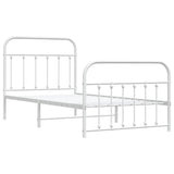Vidaxl bedframe met hoofd- en voeteneinde metaal wit 100x190 cm