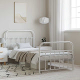 Vidaxl bedframe met hoofd- en voeteneinde metaal wit 100x190 cm