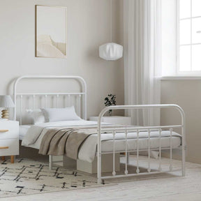 Vidaxl bedframe met hoofd- en voeteneinde metaal wit 100x190 cm