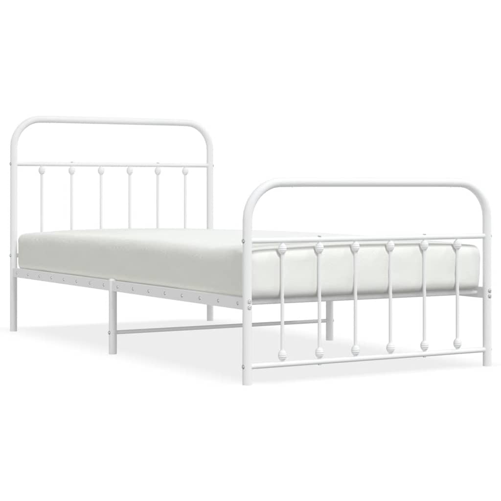 Vidaxl bedframe met hoofd- en voeteneinde metaal wit 107x203 cm