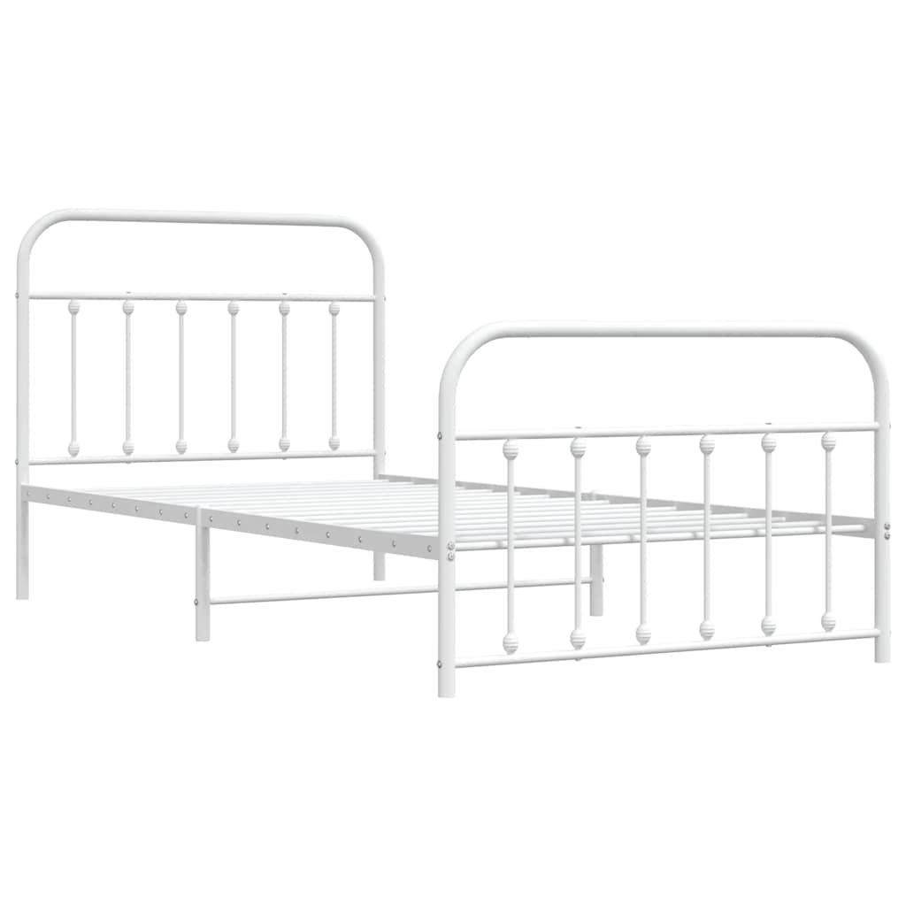 Vidaxl bedframe met hoofd- en voeteneinde metaal wit 107x203 cm
