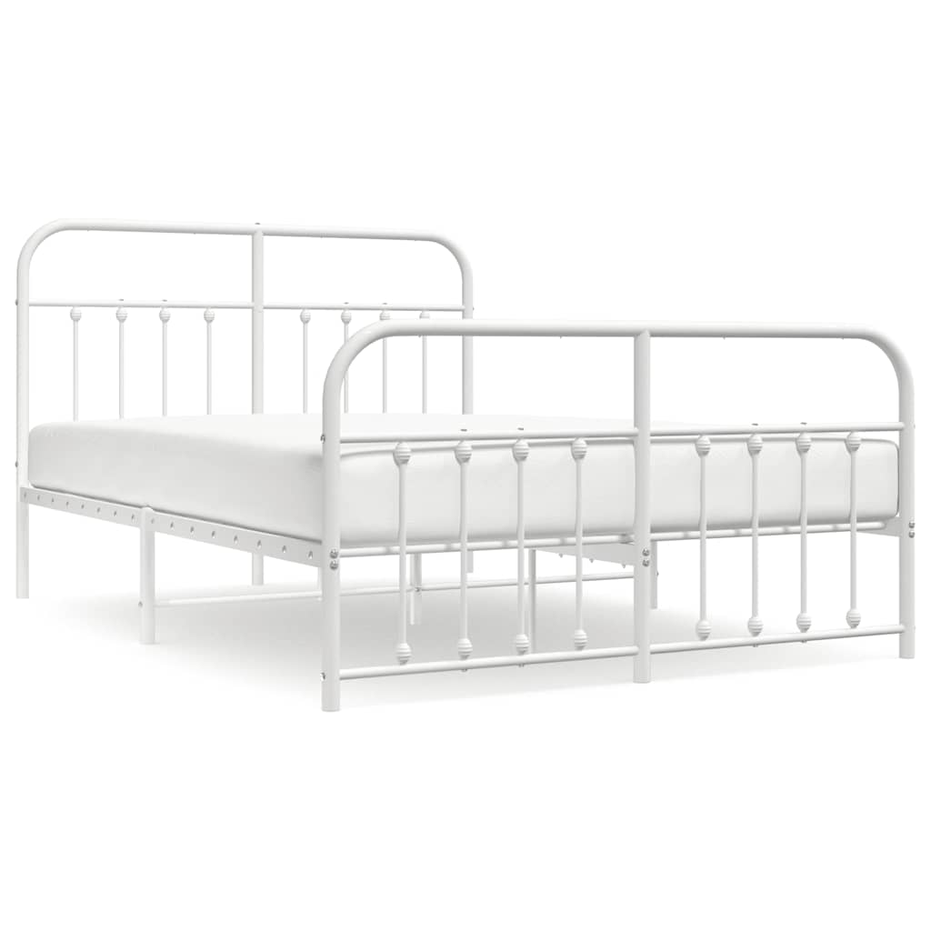Vidaxl bedframe met hoofd- en voeteneinde metaal wit 140x200 cm