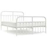 Vidaxl bedframe met hoofd- en voeteneinde metaal wit 140x200 cm