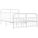 Vidaxl bedframe met hoofd- en voeteneinde metaal wit 140x200 cm