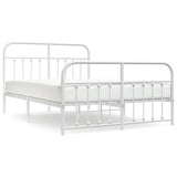 Vidaxl bedframe met hoofd- en voeteneinde metaal wit 150x200 cm