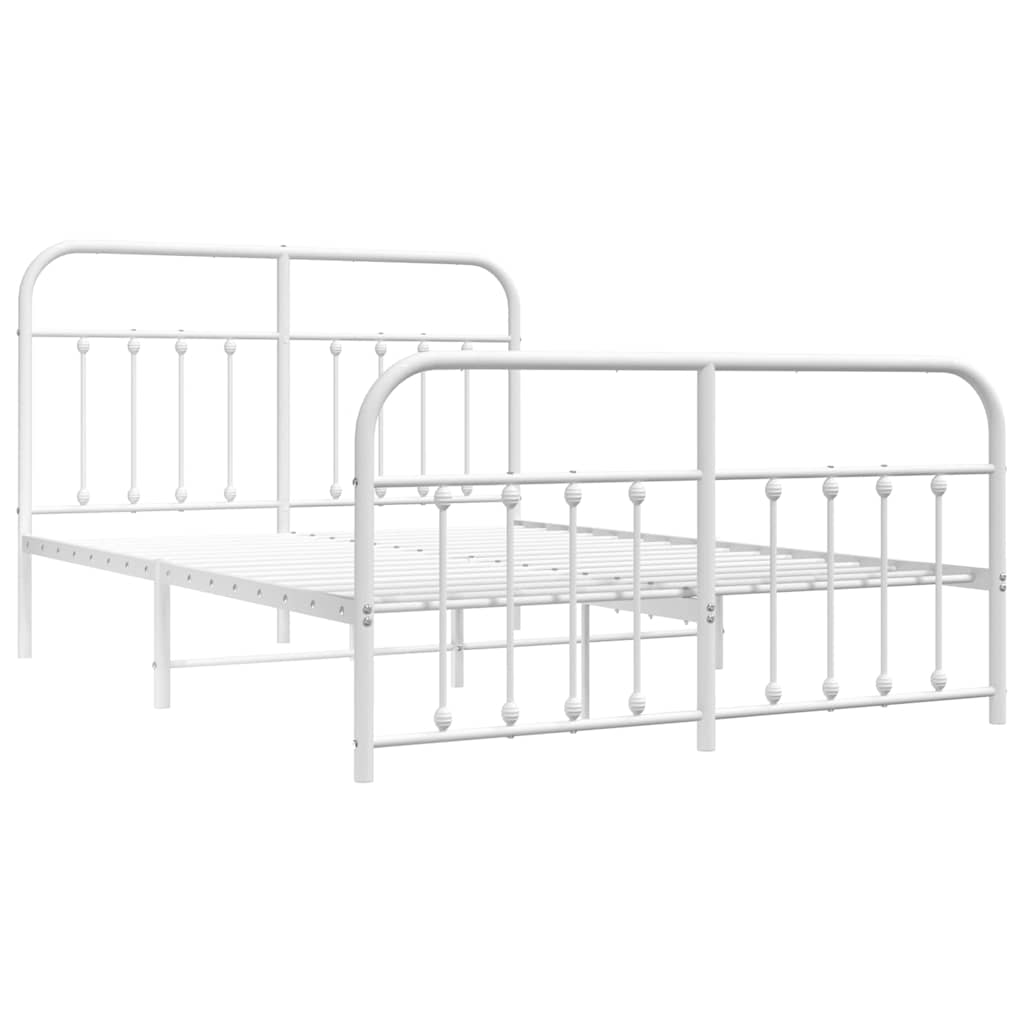Vidaxl bedframe met hoofd- en voeteneinde metaal wit 150x200 cm