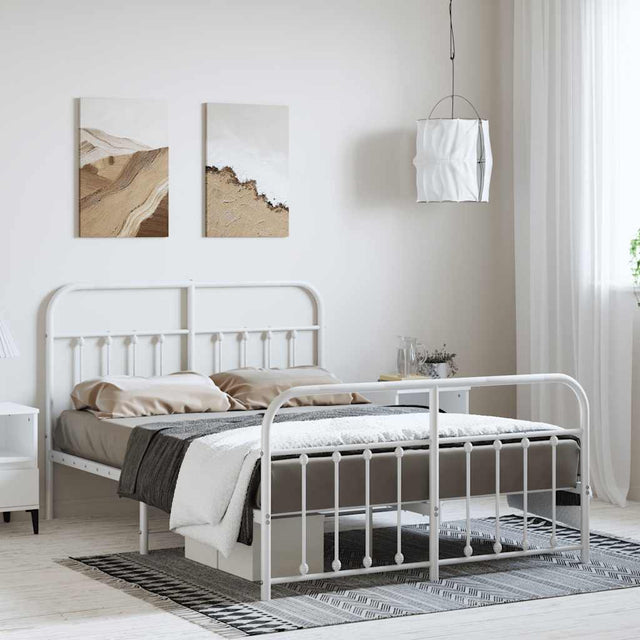 Vidaxl bedframe met hoofd- en voeteneinde metaal wit 150x200 cm