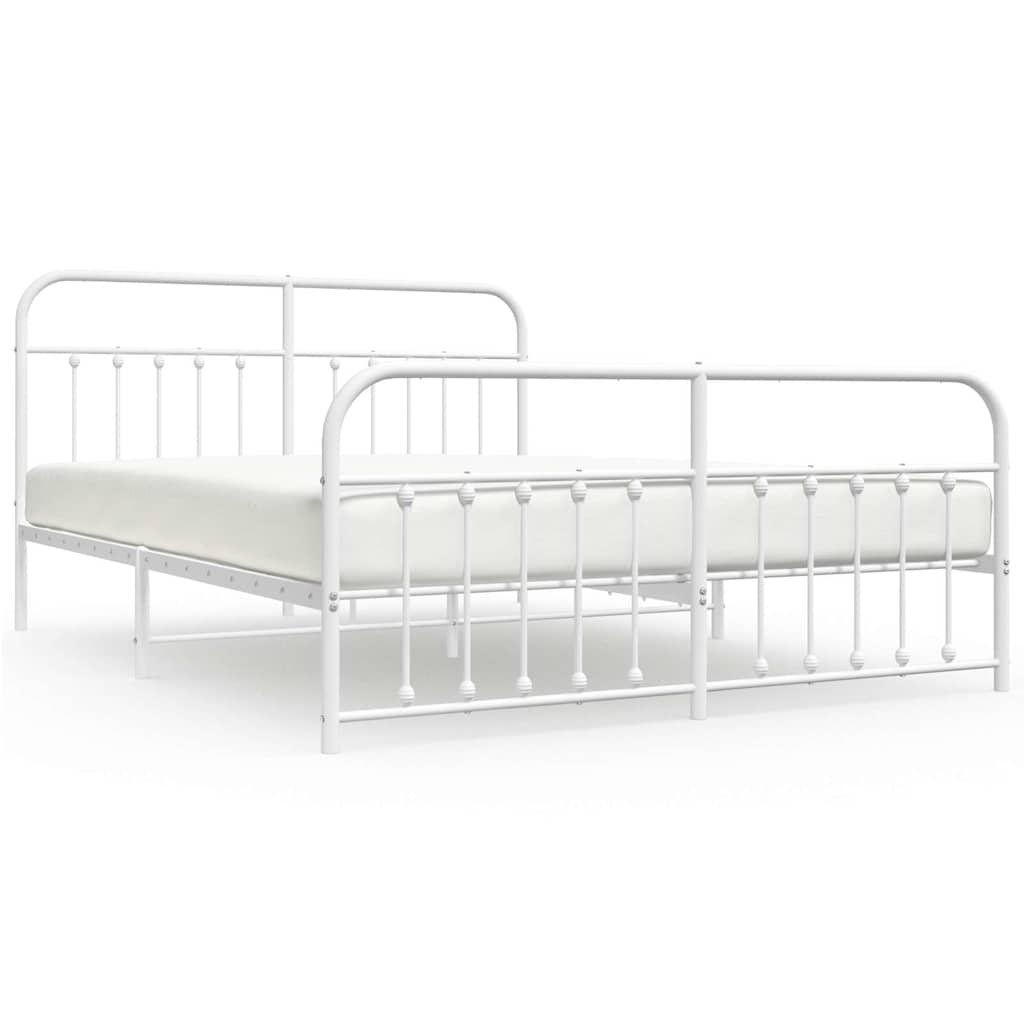 Vidaxl bedframe met hoofd- en voeteneinde metaal wit 183x213 cm