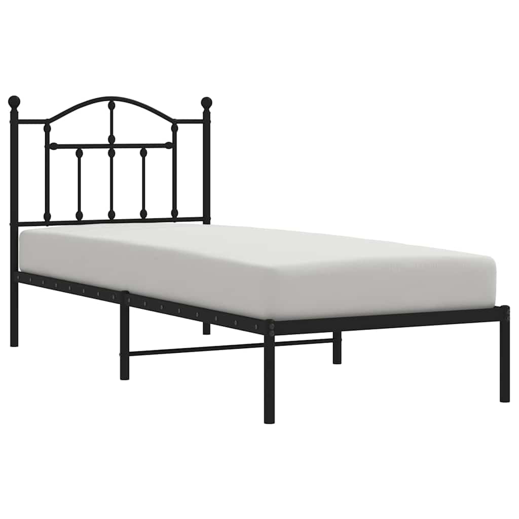 Vidaxl bedframe met hoofdbord metaal zwart 90x190 cm