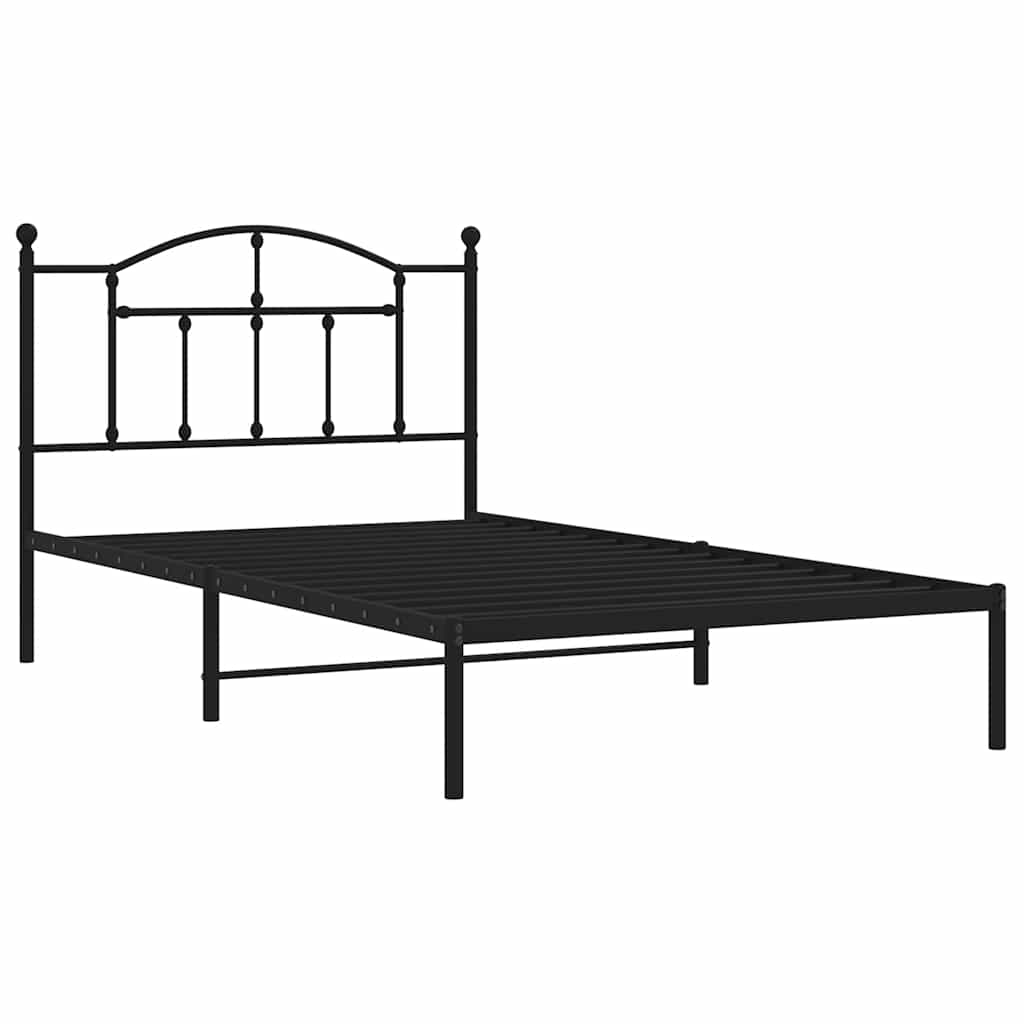 Vidaxl bedframe met hoofdbord metaal zwart 100x200 cm