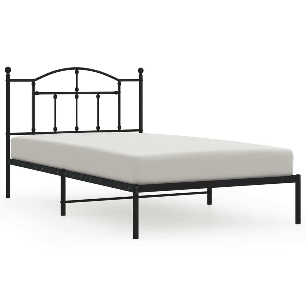 Vidaxl bedframe met hoofdbord metaal zwart 107x203 cm