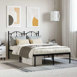 Vidaxl bedframe met hoofdbord metaal zwart 120x200 cm