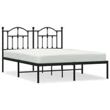 Vidaxl bedframe met hoofdbord metaal zwart 135x190 cm