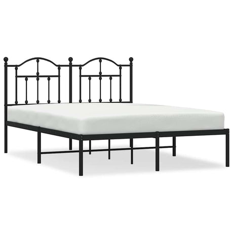Vidaxl bedframe met hoofdbord metaal zwart 140x190 cm