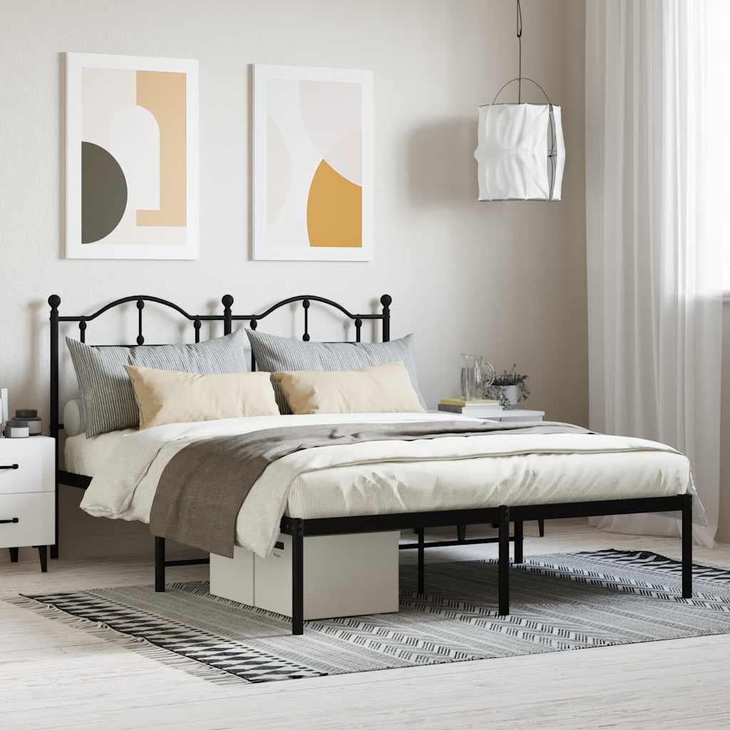 Vidaxl bedframe met hoofdbord metaal zwart 140x200 cm