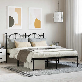 Vidaxl bedframe met hoofdbord metaal zwart 140x200 cm