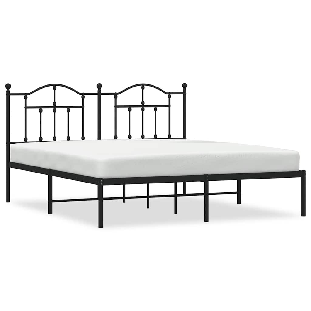 Vidaxl bedframe met hoofdbord metaal zwart 160x200 cm