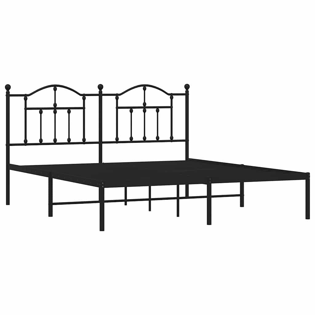 Vidaxl bedframe met hoofdbord metaal zwart 183x213 cm
