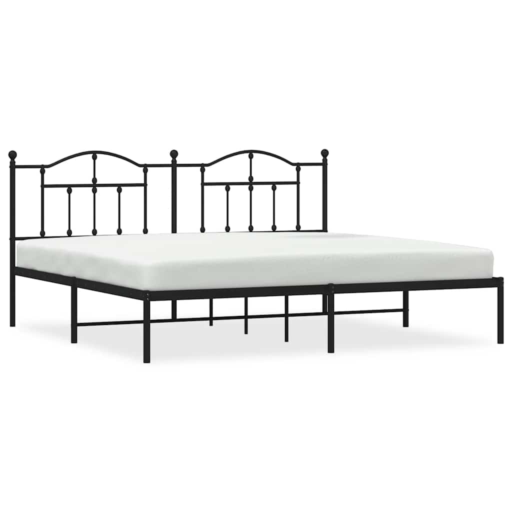 Vidaxl bedframe met hoofdbord metaal zwart 200x200 cm