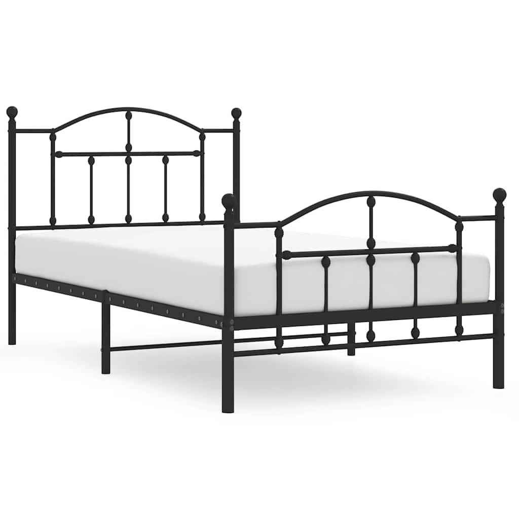Vidaxl bedframe met hoofd- en voeteneinde metaal zwart 100x190 cm