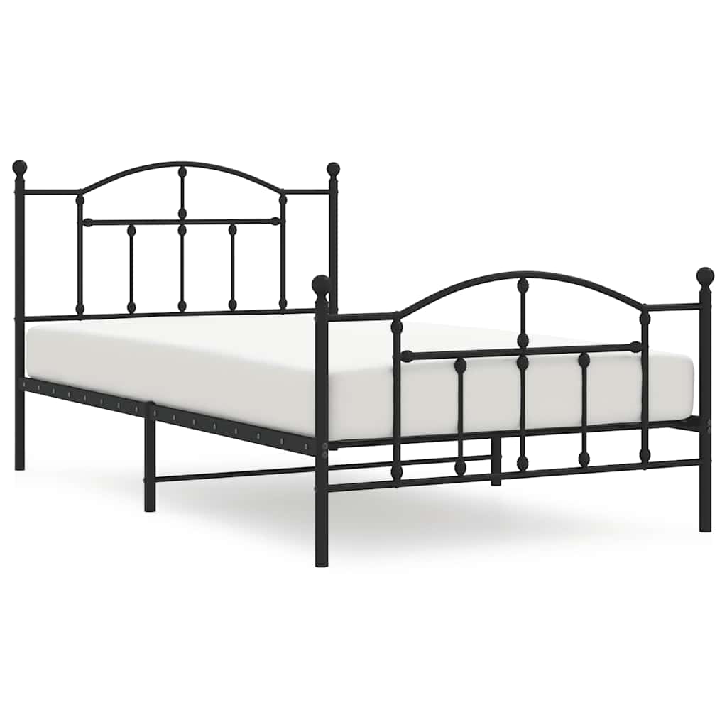 Vidaxl bedframe met hoofd- en voeteneinde metaal zwart 100x200 cm