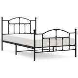 Vidaxl bedframe met hoofd- en voeteneinde metaal zwart 100x200 cm