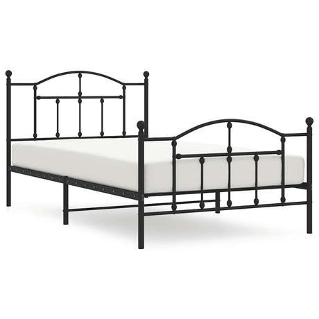 Vidaxl bedframe met hoofd- en voeteneinde metaal zwart 100x200 cm
