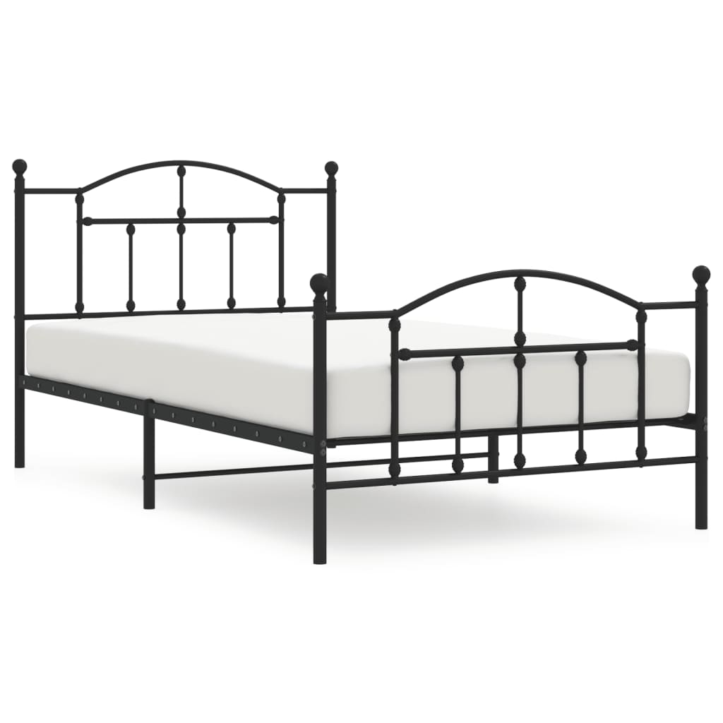 Vidaxl bedframe met hoofd- en voeteneinde metaal zwart 107x203 cm