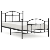 Vidaxl bedframe met hoofd- en voeteneinde metaal zwart 107x203 cm