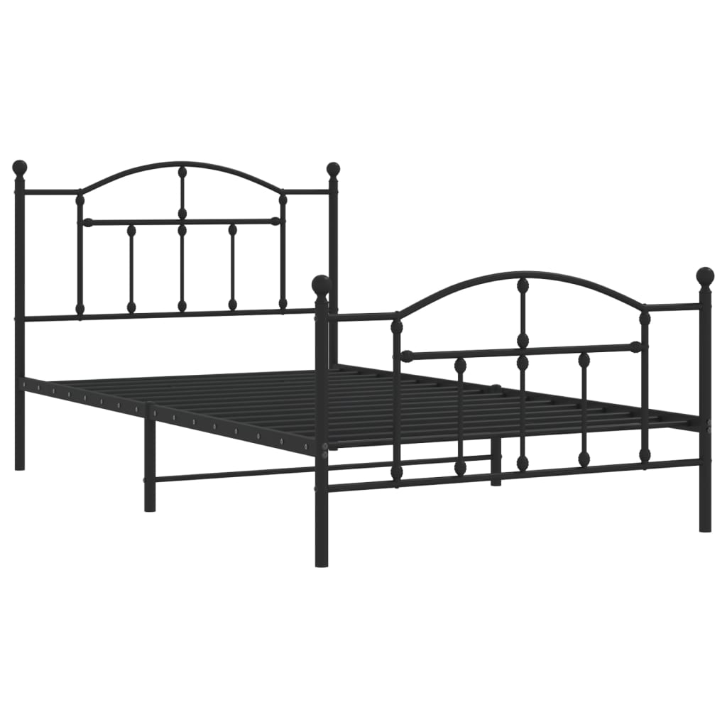 Vidaxl bedframe met hoofd- en voeteneinde metaal zwart 107x203 cm
