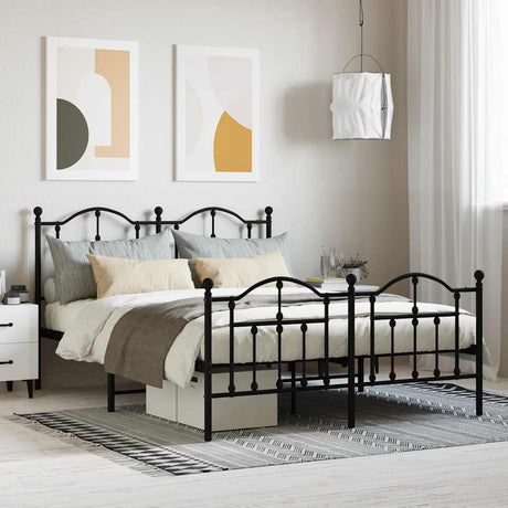 Vidaxl bedframe met hoofd- en voeteneinde metaal zwart 140x200 cm