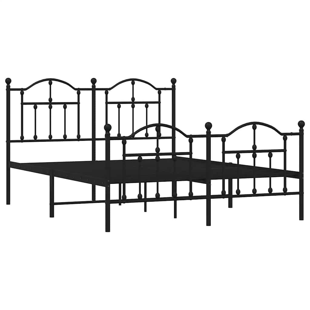 Vidaxl bedframe met hoofd- en voeteneinde metaal zwart 150x200 cm