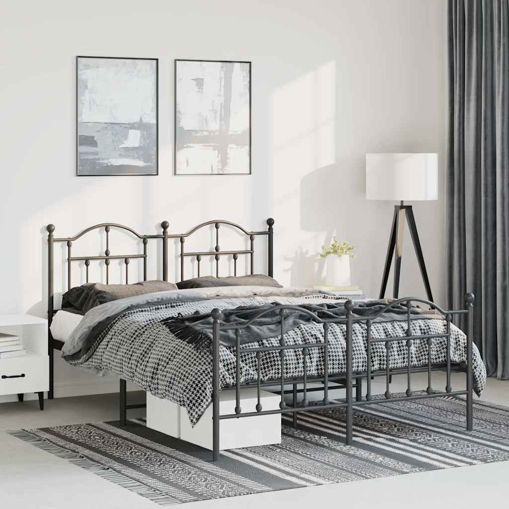Vidaxl bedframe met hoofd- en voeteneinde metaal zwart 150x200 cm