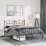Vidaxl bedframe met hoofd- en voeteneinde metaal zwart 150x200 cm
