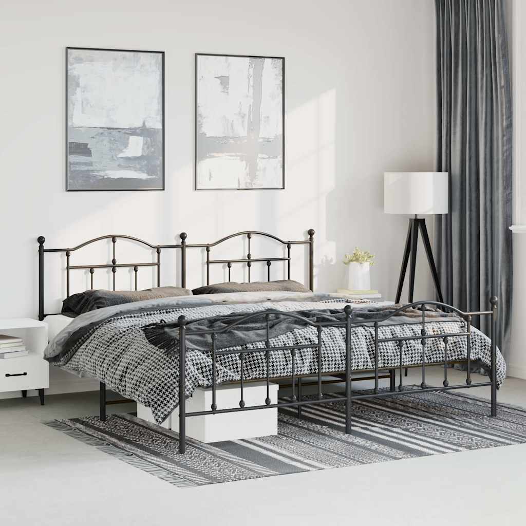 Vidaxl bedframe met hoofd- en voeteneinde metaal zwart 193x203 cm