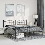 Vidaxl bedframe met hoofd- en voeteneinde metaal zwart 193x203 cm