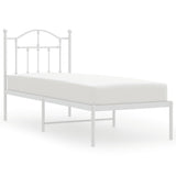 Vidaxl bedframe met hoofdbord zonder matras metaal wit 75x190 cm