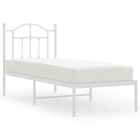 Vidaxl bedframe met hoofdbord zonder matras metaal wit 75x190 cm