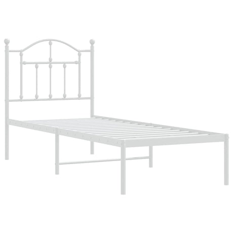 Vidaxl bedframe met hoofdbord zonder matras metaal wit 75x190 cm