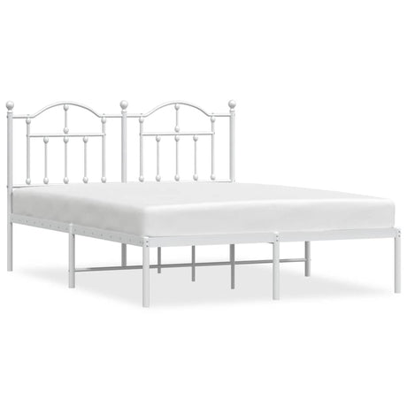 Vidaxl bedframe met hoofdbord metaal wit 135x190 cm