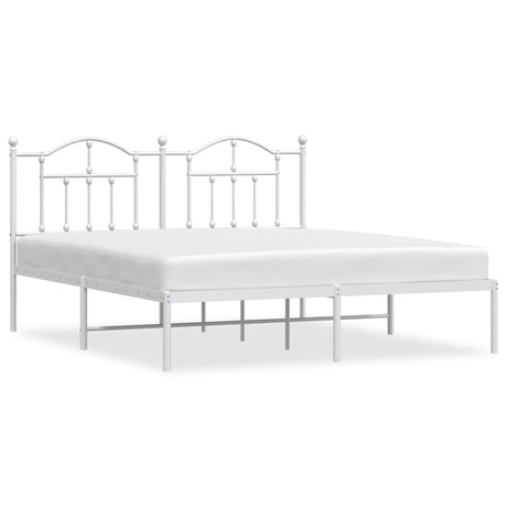 Vidaxl bedframe met hoofdbord metaal wit 180x200 cm